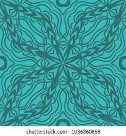 modern seamless background with lace geometric floral ornament. vector illustration. turquise color