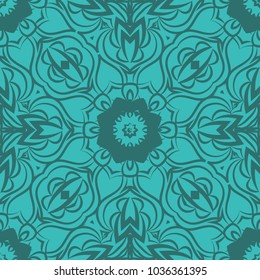 modern seamless background with lace geometric floral ornament. vector illustration. turquise color