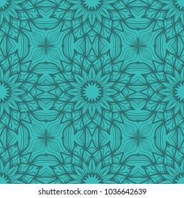 modern seamless background with lace geometric floral ornament. vector illustration. turquise color