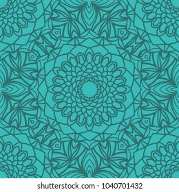 modern seamless background with lace geometric floral ornament. vector illustration. turquise color