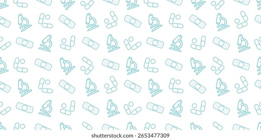 Modern Seamless Background Pattern Featuring Medical Icons and Healthcare Equipment in Flat Vector Design
