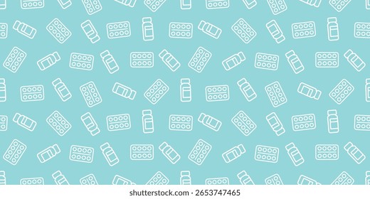 Padrão de fundo contínuo moderno com ícones médicos e equipamentos de saúde no design de vetor plano