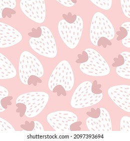 Modern seamless background with strawberries.  Abstract berries and fruits, vector illustration of a seamless pattern. Pastel abstract pattern with berries.  