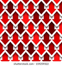 Modern seamless background tile with overlapping red arrows pointing down and drop shadows. This file is Vector EPS10 and uses opacity masks. 