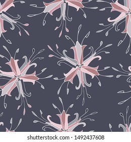 Modern seamless botanical design with field bells. Can be used for printing on paper, stickers, badges, bijouterie, cards, textiles.