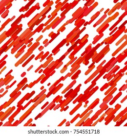 Modern seamless chaotic diagonal stripe pattern background - trendy vector graphic from red rounded stripes on white background