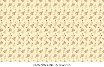 Modern seamless Christmas pattern featuring stylized Christmas trees, festive stars, and decorative holiday elements arranged in a repeating vector background. Ideal for wrapping paper, fabric prints, textile design, scrapbook paper, greeting cards, packaging, wallpapers, gift products, and seasonal branding.