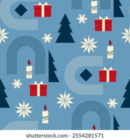 modern seamless christmas pattern with geometric shapes