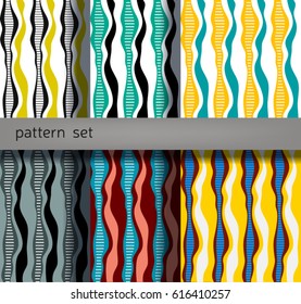 Modern seamless colorful pattern set. Vector image. 