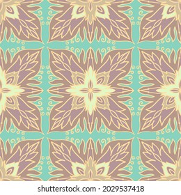 Modern seamless colorful stylized design with abstract calligraphic lines in flower shape. Can be used for printing on paper, textiles, backgrounds, wallpapers