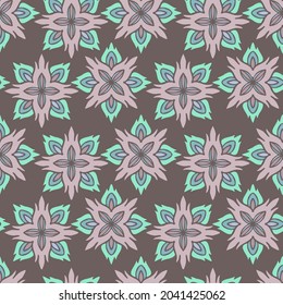 Modern seamless colorful stylized design with abstract calligraphic lines in flower shape in grey tones. Can be used for printing on paper, textiles, backgrounds, wallpapers
