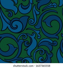 Modern seamless creative curle pattern in  a two colour scheme; classic blue and green. Vector cover templates