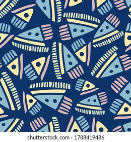 Modern seamless design vector pattern with abstract triangular shapes in blue