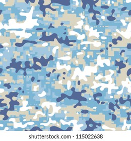 Modern seamless digital baby blue camo background pattern