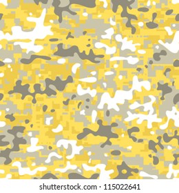 Modern seamless digital yellow camo background pattern