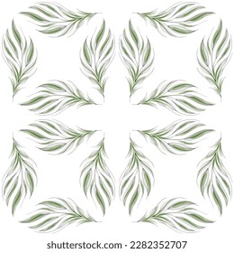 Patrón floral sin costura, hojas verdes pintadas a mano sobre un fondo blanco. Una plantilla elegante para impresiones de moda, impresión, diseño de sitio web.