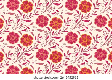 modern seamless floral print with natural sketch lines and soft petal flow ideal for textile design and pillow decoration

