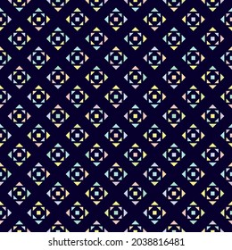 Modern seamless funky pattern. Abstract grid background with lines, diamonds and squares. Colorful vector ornament. Modern geo illustration is used for design paper, cover, packaging, textile
