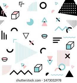 Modern Seamless Geometric Abstract Background Suitable for Wallpapers, Fabric and Website Backgrounds. Memphis pattern. Vector illustration
