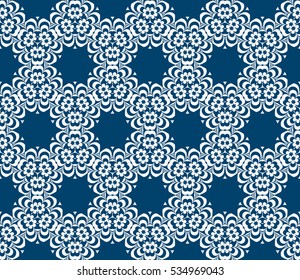 modern seamless geometric floral pattern. vector illustartion for design, wallpaper, invitation. blue, silver color