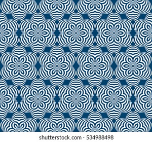 modern seamless geometric floral pattern. vector illustration for design, wallpaper, invitation. blue, silver color