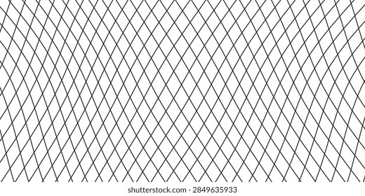 Modern seamless geometric grid with intersecting black diagonal lines forming diamond shapes on white, ideal for contemporary art, posters, wallpaper, and graphic design.