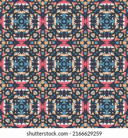 Modern seamless geometric ornament. Abstract spring colorful geometric pattern on black background.