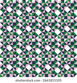 Modern seamless geometric pattern in soft pink and dark green. Perfect for fabric pattern, wallpaper, wrapping paper, digital prints, and fashion design. Textile pattern, decorative