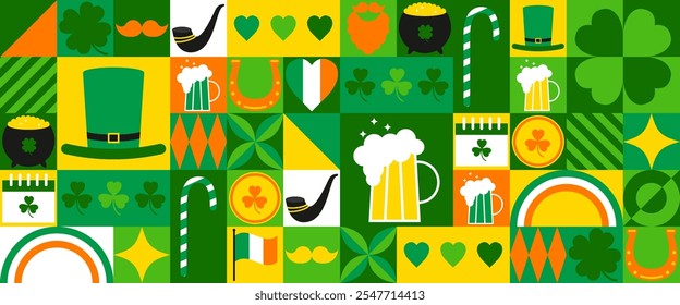 Modern seamless geometric pattern for St. Patrick's Day. For wallpaper, wrapping paper, banners, posters, greeting cards