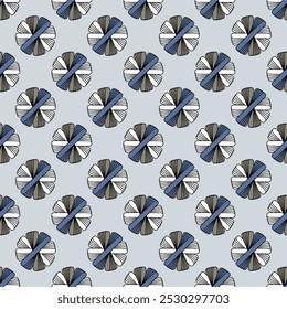 Moderne naadloze geometrie herhaalde cirkelvormige patroon, met zwarte contouren op lite grijze achtergrond. Vector illustratie voor textiel stof, behang, inpakpapier ontwerp.