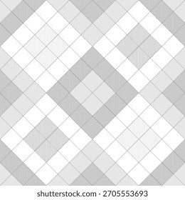 Padrão de xadrez cinza sem costura moderno com diamantes geométricos em camadas e detalhes de listras finas, ideal para design têxtil, fundos interiores e marca minimalista elegante. Ilustração vetorial.