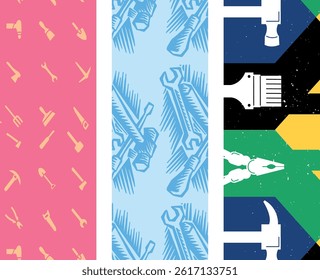 Modern Seamless Labor Illustration Pattern for Marketing Materials

