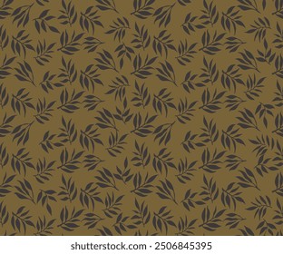 Impresión sin fisuras moderna del modelo inconsútil clásico del estilo retro de la hoja, modelo inconsútil artístico con las hojas marrones oscuras abstractas en un fondo marrón.