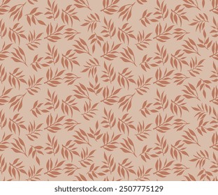 Modern seamless leaf classical retro style seamless pattern print, Artistic seamless pattern with abstract orange leaves on a light orange background.