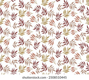 Modern seamless leaf classical retro style seamless pattern print, Artistic seamless pattern with abstract light beige, brown, olive yellow leaves on a white background.