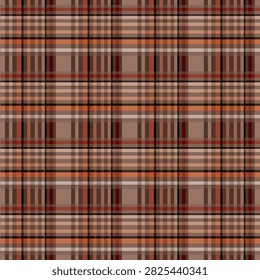 A modern and seamless linear pattern, featuring overlapping geometric lines in brown tones. Yellow, brown, and orange lines are accented with white and black stripes, creating a mysterious look. This abstract textile design, inspired by contemporary checkerboard patterns, is ideal for fabrics, wallpapers, wrapping paper, gifts, fashion, home decor, stationery, scrapbooks, digital backgrounds, and surface pattern designs. The repeating geometric texture offers a clean, stylish, and versatile aesthetic.