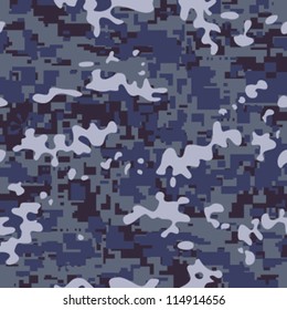 Modern seamless navy camouflage background pattern