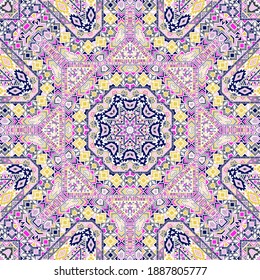Modernes, nahtloses Dekor mit geometrischer Elementzusammensetzung. Ethnisches antikes Design. Mosaikdruck. Kleine Elemente, Hintergrund. Vektorgrafik-Collage-Muster.