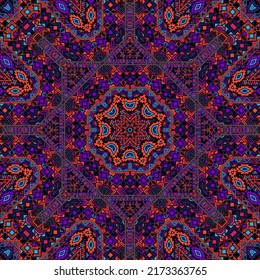 Modernes, nahtloses Dekor mit geometrischer Elementzusammensetzung. Ethnisch-asisches Design. Stoffdruck. Kleine Elemente, Hintergrund. Vektorstickermuster.
