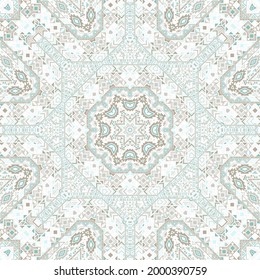 Modern seamless ornament of simple geometry shapes composition. Graphic american motif. Packaging print. Small elements background. Vector embroidery pattern.