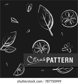 Modern seamless parrern. Mulled wine theme. Citrus hand drawn sketches. Vector image.