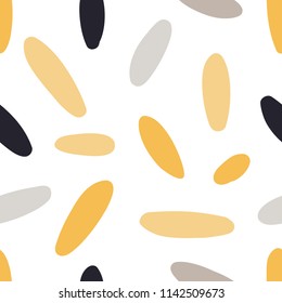 Modern seamless pattern with abstract colorful shapes: ovals. Doodle hand drawn texture. Trendy creative ñonfetti background for printing for modern and original textile, wrapping paper