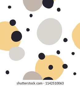 Modern seamless pattern with abstract colorful shapes: dots, circles. Doodle hand drawn texture. Trendy creative ñonfetti background for printing for modern and original textile, wrapping paper