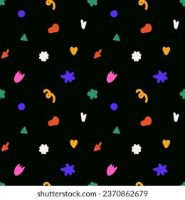 Modern seamless pattern with abstract elements. Hand drawn vector illustration. Creative repeatable wallpaper background