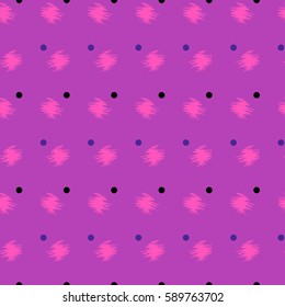 Modern seamless pattern. Abstract geometric shapes on a dark pink background.Vector illustration in memphis style. 