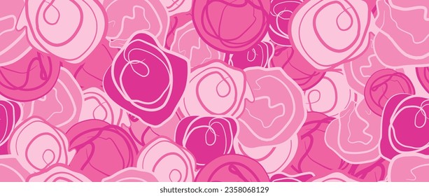 modern, seamless pattern of abstract rose, line, shape. art drawing in pink color. hand-drawn design romantic, modern. for print, textile, banner, cover, wallpaper. barbie style. art vector 