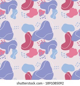 Modern seamless pattern with abstract shape figures in Memphis style, perfect for web background or print wrapping decoration and fashion textile, fabric design