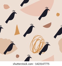 Modern seamless pattern with animals. Scandinavian style nursery print. Nordic design for interior and other. Vector EPS clip art