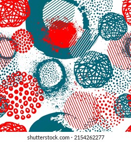 Modern seamless pattern. Seamless background of blots and graphic elements. Vector illustration