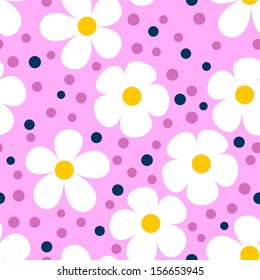 Modern Seamless Pattern with Camomiles